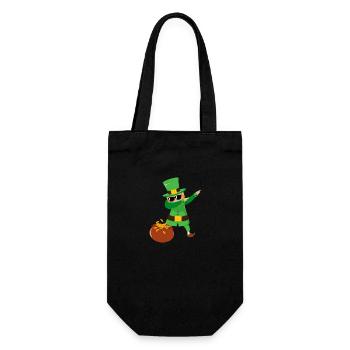 Dabbing Leprechaun Kinder Happy St. Patrick's Day - Geschenkbeutel für Flaschen - Schwarz - Vorne
