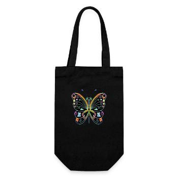 Bunter Schmetterling - Geschenkbeutel für Flaschen - Schwarz - Vorne