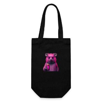 Funny animal with beer in pink - Gift Bag for Bottles - black - Front