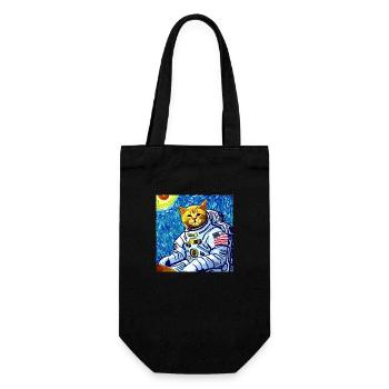 Van Gogh Astronaut Katze - Geschenkbeutel für Flaschen - Schwarz - Vorne