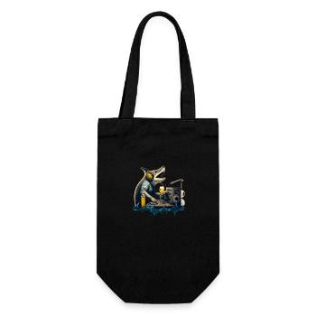 Predator DJ, shark behind the turntables with beer - Gift Bag for Bottles - black - Front