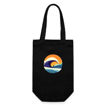 Surfer Wellenreiten Surfbrett Surferin surfen - Geschenkbeutel für Flaschen - Schwarz - Vorne