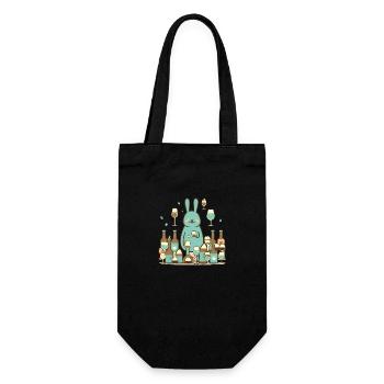 Easter Bunny with beer Easter Alcohol - Gift Bag for Bottles - black - Front