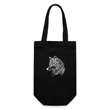 Mythischer Wolf mit Boho, Azteken Muster - Geschenkbeutel für Flaschen - Schwarz - Vorne