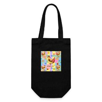 Hühner - Geschenkbeutel für Flaschen - Schwarz - Vorne