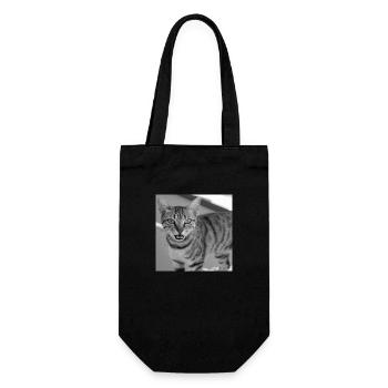 Katze Porträt weiß-schwarz - Geschenkbeutel für Flaschen - Schwarz - Vorne