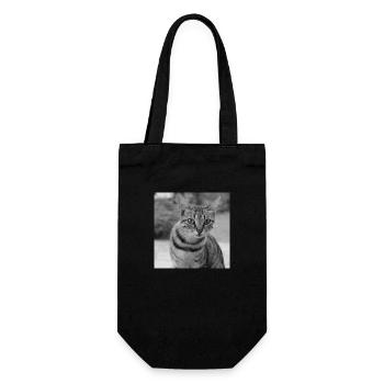 Katze Hintergrund Porträt weiß-schwarz - Geschenkbeutel für Flaschen - Schwarz - Vorne