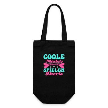 Coole Mädels spielen Darts Dartscheibe Team Dartsp - Geschenkbeutel für Flaschen - Schwarz - Vorne