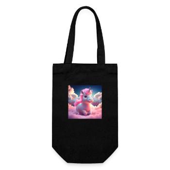 cute baby unicorn running playfully over clouds - Geschenkbeutel für Flaschen - Schwarz - Vorne