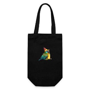 Parrot cuddles with beer - Gift Bag for Bottles - black - Front