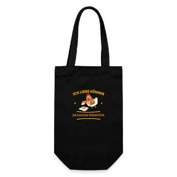 Ich liebe Hühner die kacken Frühstück - Geschenkbeutel für Flaschen - Schwarz - Vorne