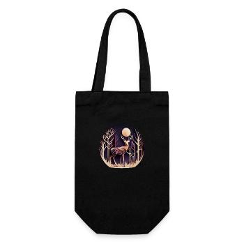 Cerf avec lune dans la forêt avec des arbres - Papercut - Sac à bouteille - noir - Devant