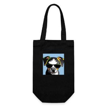Bunter Hund mit Sonnenbrille - Geschenkbeutel für Flaschen - Schwarz - Vorne