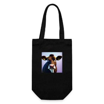 Brown Cow On Colorful Background - Gift Bag for Bottles - black - Front