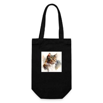 Niedliche Katze Kätzchen Aquarell - Geschenkbeutel für Flaschen - Schwarz - Vorne