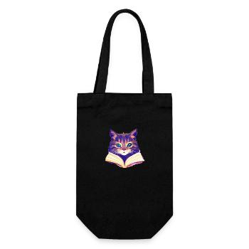 Cat Reading Domestic Cat Books Cat Book Kitten - Gift Bag for Bottles - black - Front