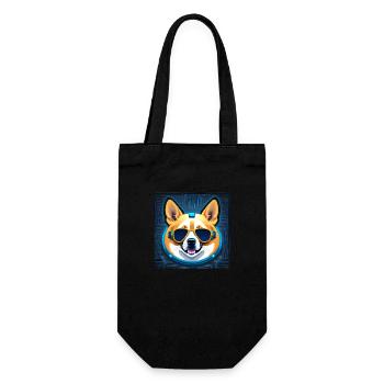 Cooler Corgi - Geschenkbeutel für Flaschen - Schwarz - Vorne