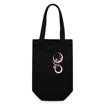 Pink flower and bow pattern - Gift Bag for Bottles - black - Front