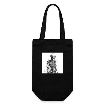 Squelette de crâne effrayant - Sac à bouteille - noir - Devant