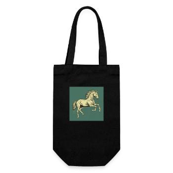 Retro Pferd - Geschenkbeutel für Flaschen - Schwarz - Vorne