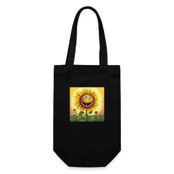Sonnenblume Cartoon - Geschenkbeutel für Flaschen - Schwarz - Vorne