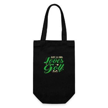Just a Girl who loves Golf - Geschenkbeutel für Flaschen - Schwarz - Vorne