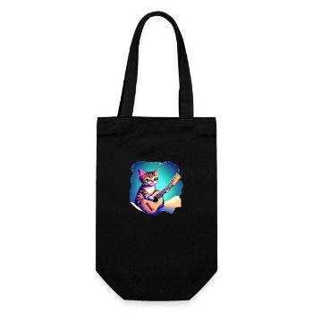 Le chat joue à la guitare chaton Propriétaire de chat - Sac à bouteille - noir - Devant