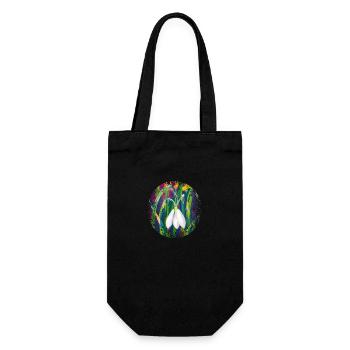 Snowdrops Oil Painting - Gift Bag for Bottles - black - Front