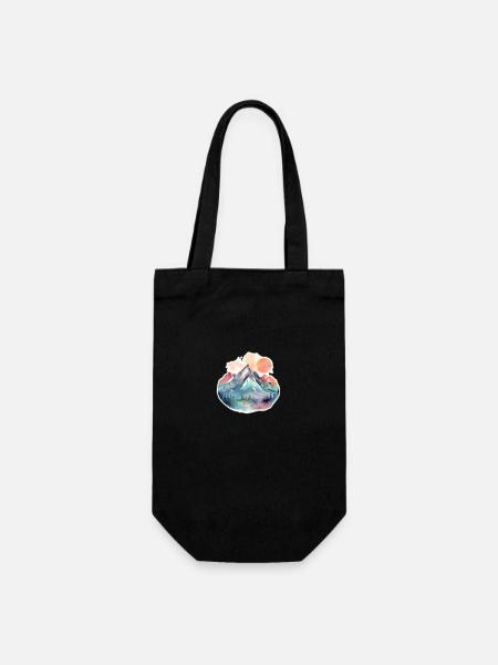 Mountain Landscape with Full Moon 2 - Gift Bag for Bottles - black