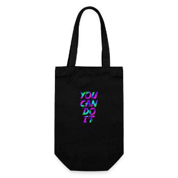 Neon - Lettering - You Can Do It - neg - Geschenkbeutel für Flaschen - Schwarz - Vorne