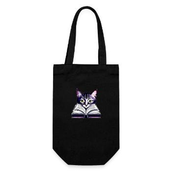 Books Cat Reading Domestic Cat Cat Book Kitten - Gift Bag for Bottles - black - Front
