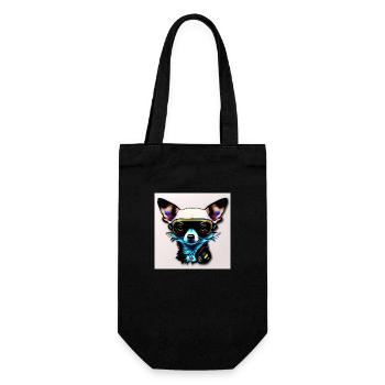 Chihuahua futuristic with glasses - Gift Bag for Bottles - black - Front