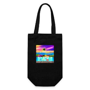 Sonniger Urlaub am Meer - Geschenkbeutel für Flaschen - Schwarz - Vorne
