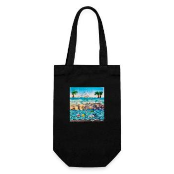 Sonniger Tag am Meer - Geschenkbeutel für Flaschen - Schwarz - Vorne