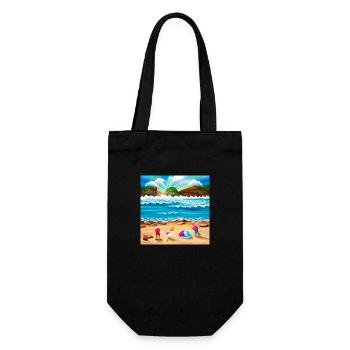 enfants jouant au bord de la mer - Sac à bouteille - noir - Devant
