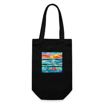 Sommer mit den Eltern am Meer - Geschenkbeutel für Flaschen - Schwarz - Vorne