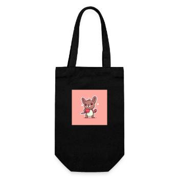 Cute kangaroo with box gloves - Gift Bag for Bottles - black - Front