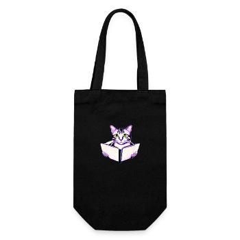 Cat Books Cat Book Kitten Reading Domestic Cat - Gift Bag for Bottles - black - Front