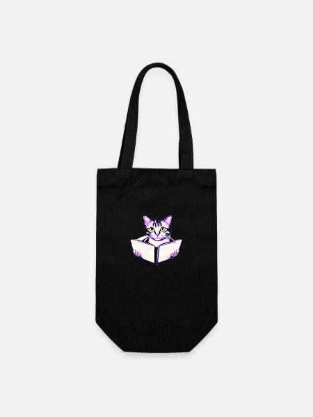 Cat Books Cat Book Kitten Reading Domestic Cat - Gift Bag for Bottles - black