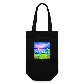 childhood with bicycle in spring sunny mountains - Gift Bag for Bottles - black - Front