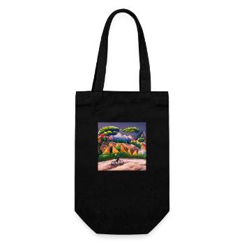 childhood with bicycle in mountains during summer - Gift Bag for Bottles - black - Front