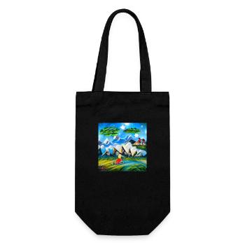 childhood with bicycle in mountains during holiday - Gift Bag for Bottles - black - Front