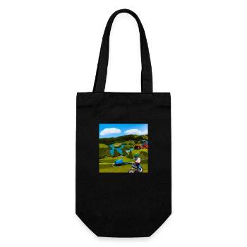 child riding bike in the mountain sunny day - Gift Bag for Bottles - black - Front