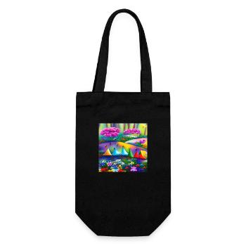 childhood with bicycle in spring mountains - Gift Bag for Bottles - black - Front