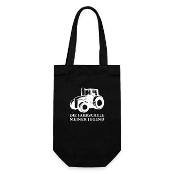 Traktor die Fahrschule meiner Jugend weiß - Geschenkbeutel für Flaschen - Schwarz - Vorne