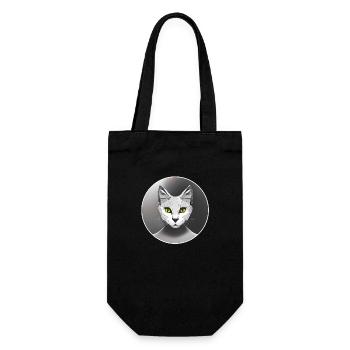 Cat as graphic Low Poly Art Circle noir et blanc - Sac à bouteille - noir - Devant