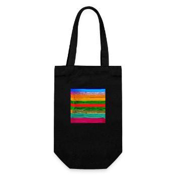 horizontale dicke Streifen in verrückten Farben - Geschenkbeutel für Flaschen - Schwarz - Vorne