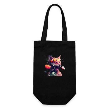 Frühling Fuchs und Blumen - Geschenkbeutel für Flaschen - Schwarz - Vorne