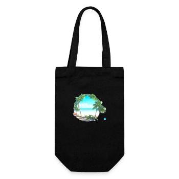 Sommerurlaub Insel Palme Strand Sonne Palmen - Geschenkbeutel für Flaschen - Schwarz - Vorne