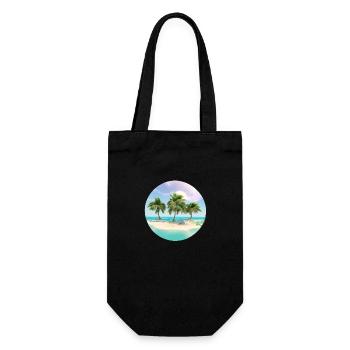 Sommerurlaub Strand Sonne Palmen Insel Palme - Geschenkbeutel für Flaschen - Schwarz - Vorne